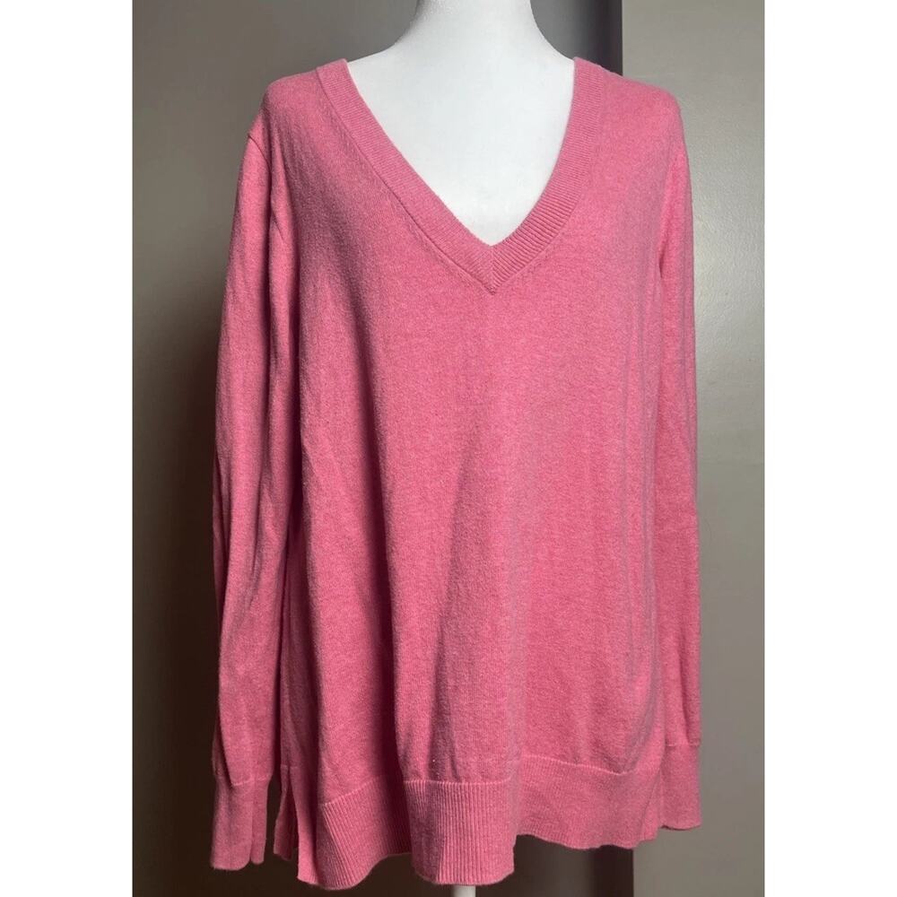 J. Crew Cotton Deep V-Neck Sweater Pink Size L Valentines Unassuming Normcore